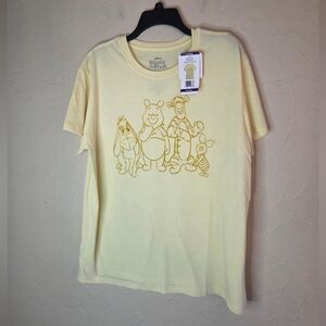 Disney Winnie the Pooh Light Yellow Graphic Tee Shirt Size XXL. New W/Tags